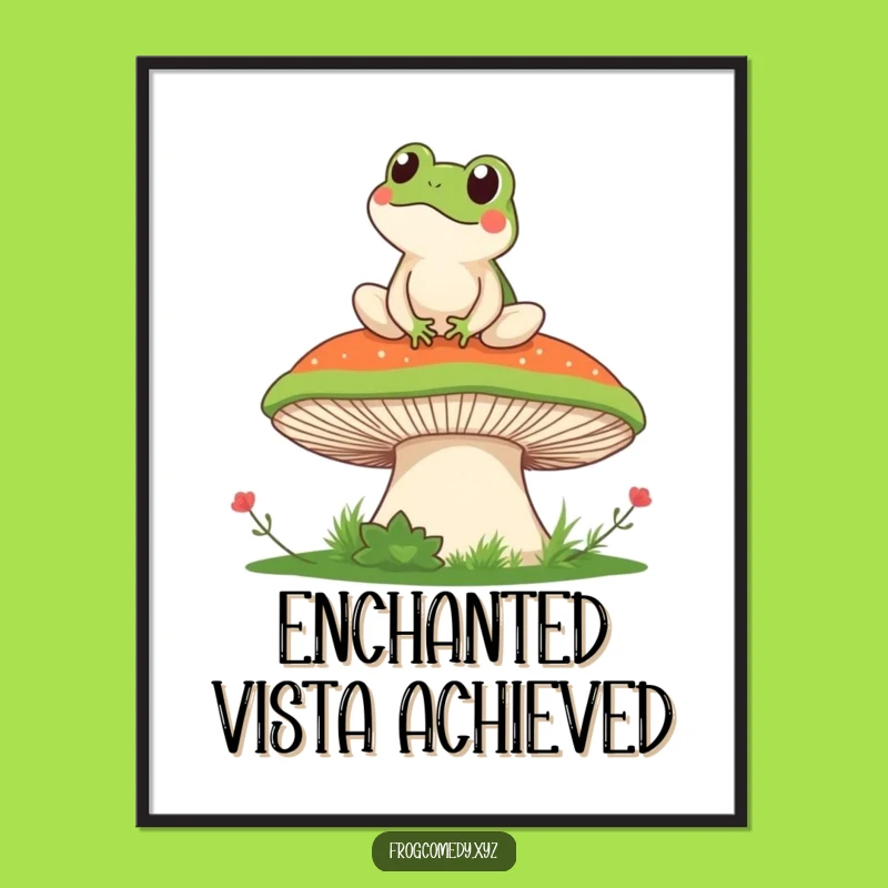 Funny Kawaii Frog Mushroom Digital Print: Instant Whimsical Wall Art