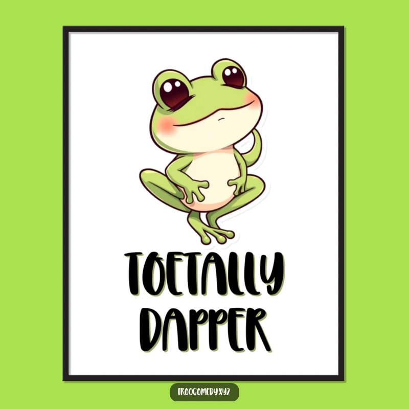 Funny Frog Balance Digital Art: Mischievous Charm for Your Walls