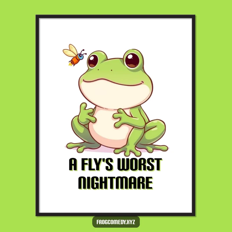 Funny Frog Fly Digital Art: Instant Grinning Cheer, Downloadable Funny Gift