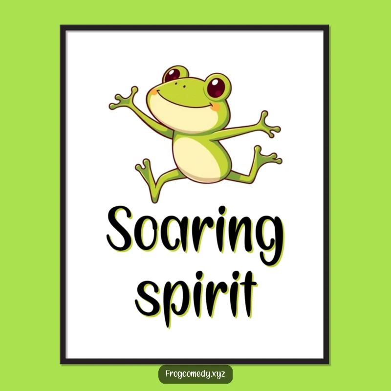 Funny Frog High Jump Digital Print: Hilarious Long-Legged Art for Walls