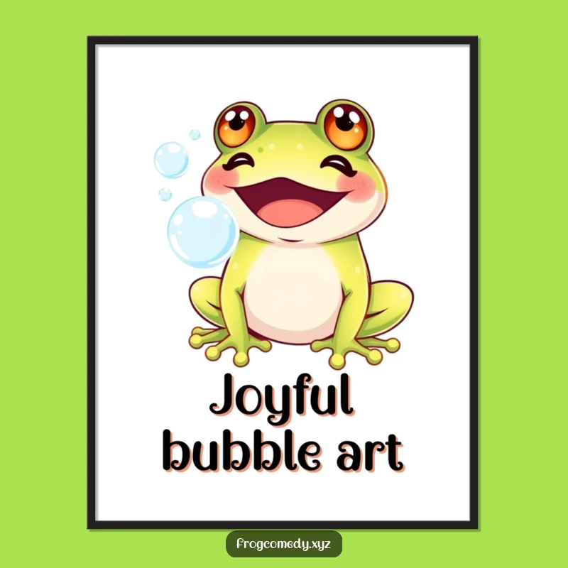 Funny Kawaii Frog Bubble Digital Art: Instant Cute Humor, Perfect Gift