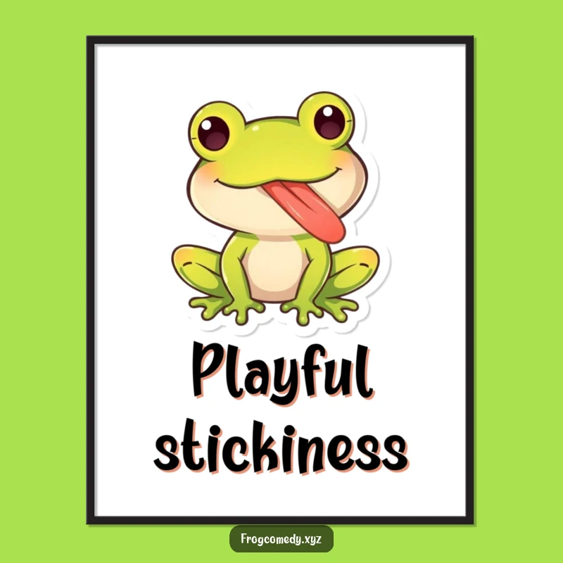 Funny Kawaii Frog Tongue Digital Art: Instant Playful Humor