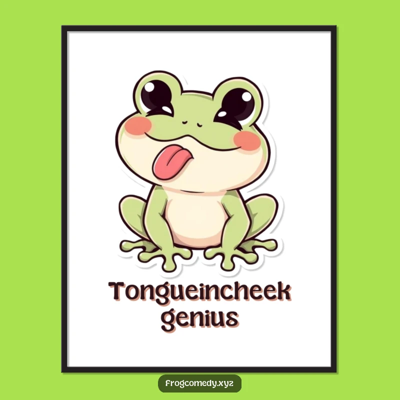 Funny Kawaii Frog Tongue Wink Digital Art - Instant Mischief - Funny Gift