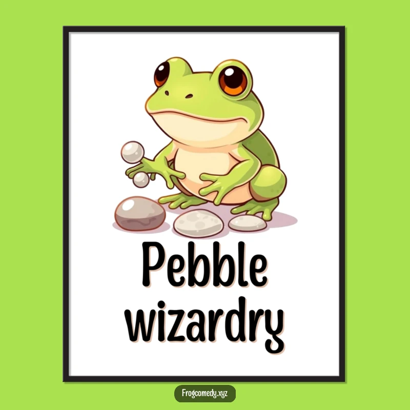 Funny Kawaii Frog Juggling Digital Print: Instant Determined Art