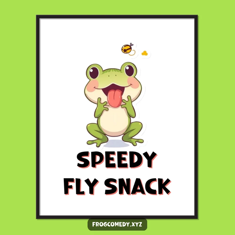 Funny Frog Fly Catcher Digital Art: Action-Packed Humor for Walls