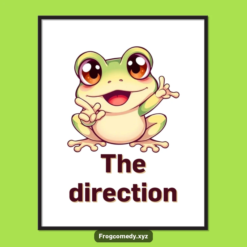 Funny Excited Frog Digital Print: Energetic Art, Instant Funny Download Gift