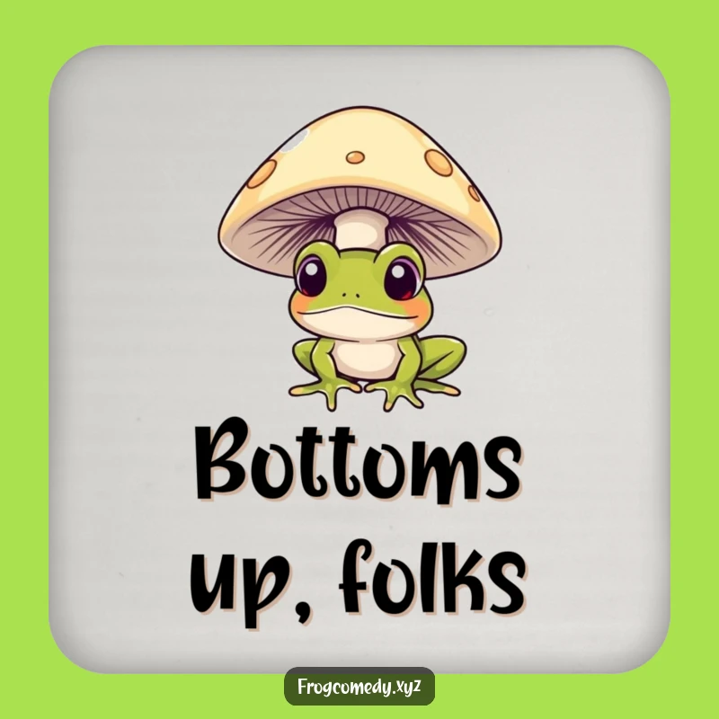 Funny Curious Frog Coasters: Mushroom Peek Protection Gift