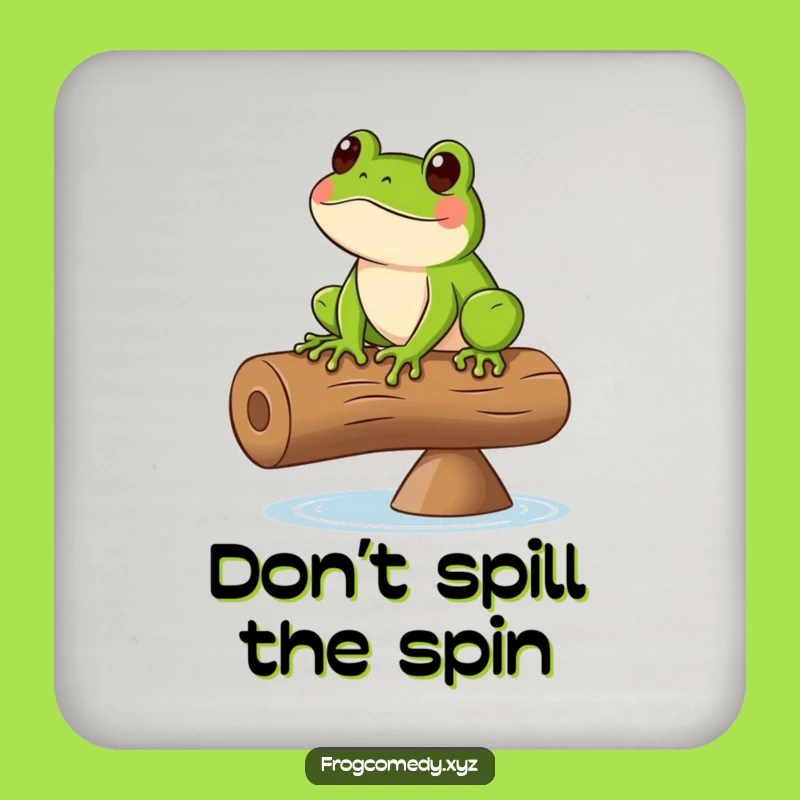 Funny Frog Balancing Log Coaster: Whimsical Surface Protection, Perfect Funny Gift