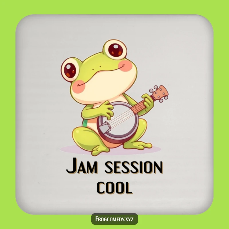 Funny Kawaii Frog Banjo Coaster: Protect Surfaces with Amphibian Humor