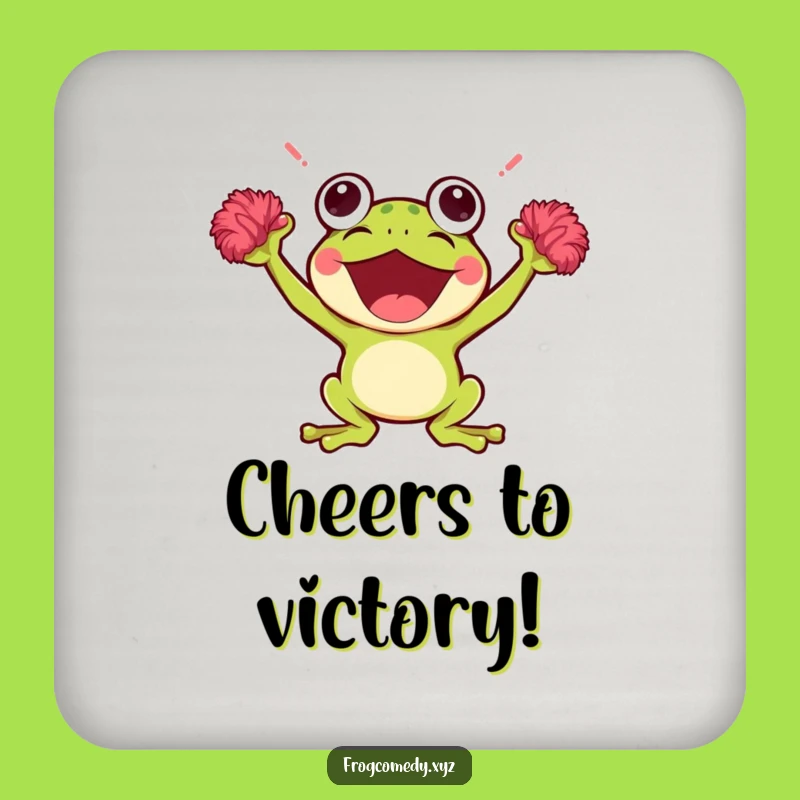 Funny Kawaii Frog Coaster: Cheerful Pom-Poms for Your Drinks, Cute Enthusiastic Funny Gift!