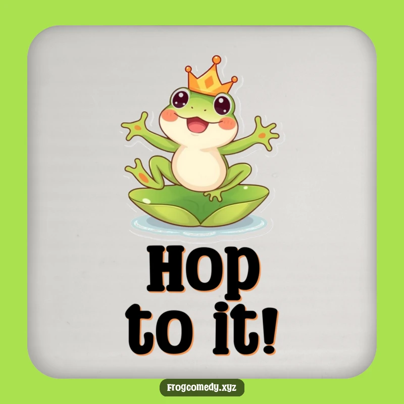 Funny Kawaii Frog Crown Coaster: Royal Protection with Cute Charm, Perfect Funny Gift