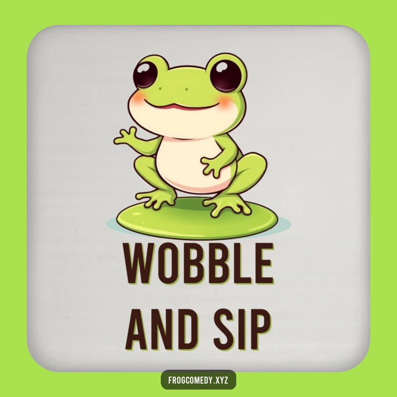 Funny Kawaii Frog Lily Pad Coaster: Protect Surfaces with Laughter Humor, Gift