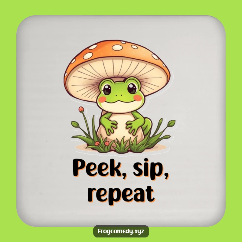 Funny Kawaii Frog Mushroom Drink Coaster: Cute Surface Protection