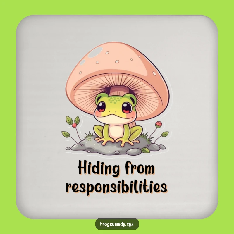 Funny Curious Frog Coaster - Mushroom Protection Gift