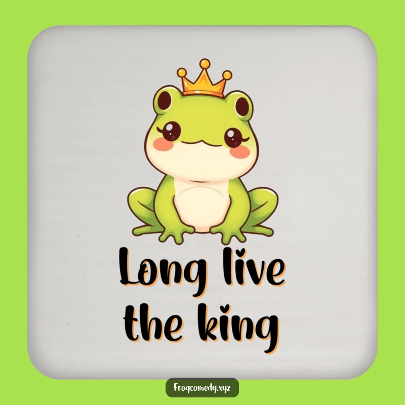 Funny Kawaii Frog King Coaster - Majestic Royal Amphibian Drink Protector Funny