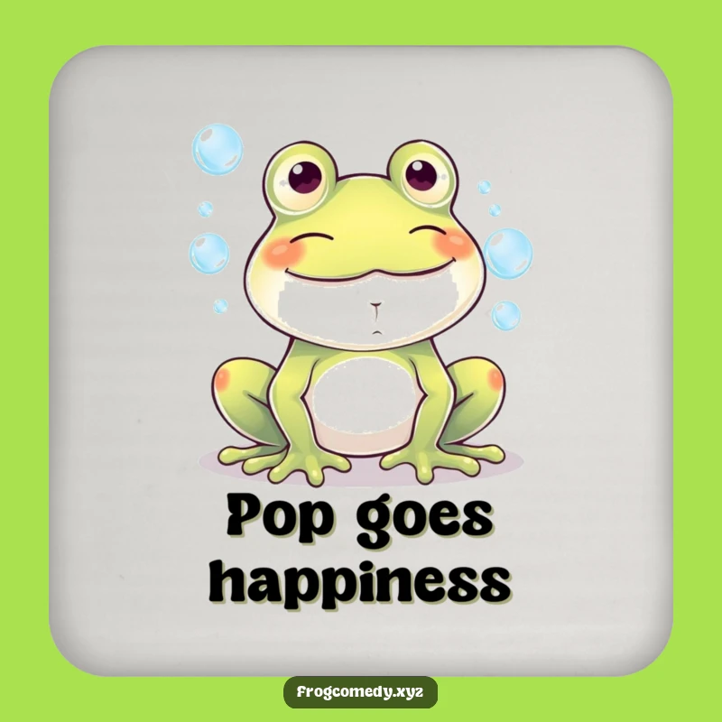 Funny Kawaii Frog Bubbles Grin Coaster - Protect Surfaces with Humor - Funny Gift