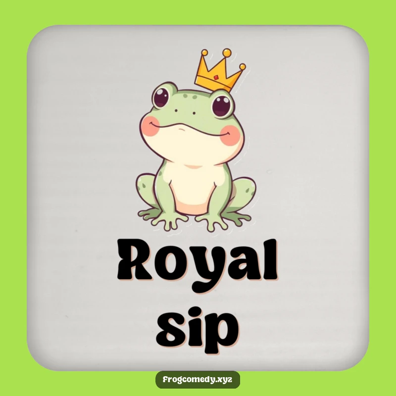 Funny Kawaii Frog Crown Coaster: Protect Surfaces with Royal Amphibian Charm