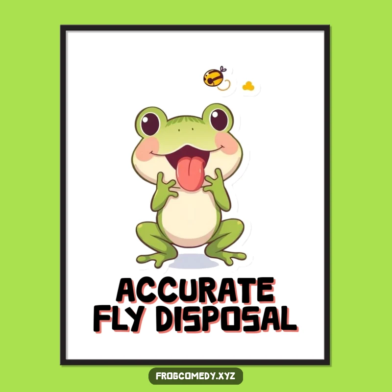 Funny Frog Fly Catcher Poster: Action-Packed Art for a Laugh