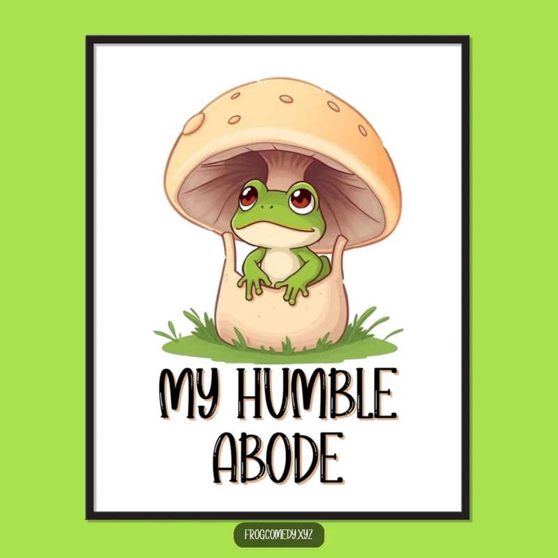 Funny Curious Frog Mushroom Poster - Enchanting Wall Art