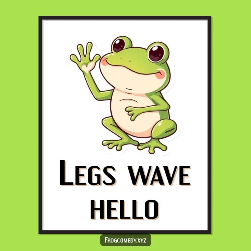 Funny Frog Leg Wave Poster: Quirky Amphibian Art, Excellent Funny Gift Idea
