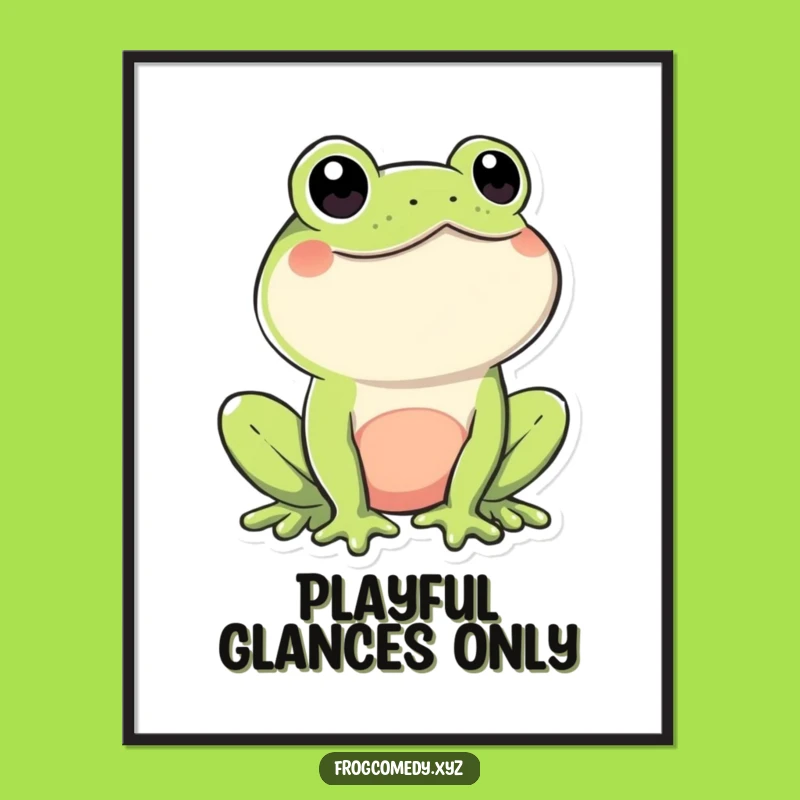 Funny Kawaii Frog Poster: Playful Wink Art Print, Perfect Cheeky Funny Gift!
