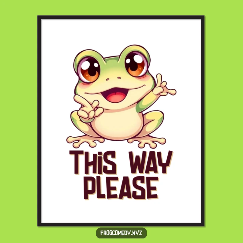 Funny Excited Frog Poster: Energetic Art, Perfect Funny Wall Decor Gift