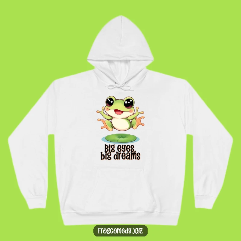 Cozy Funny Big Eyed Frog Hoodie: Joyful Leap Comfort Gift