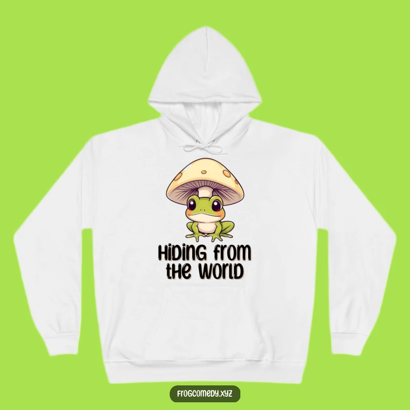 Cozy Funny Curious Frog Hoodie: Mushroom Peek Comfort Gift