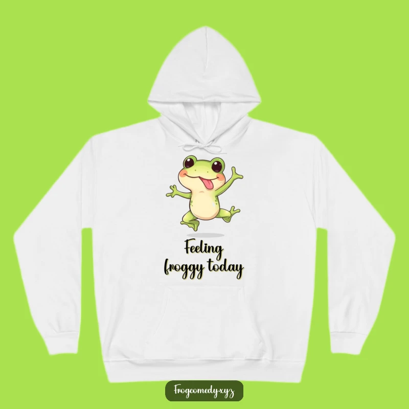 Cozy Funny Frog Leap Hoodie: Happy Frog Tongue Out Jump, Warm & Humorous Gift