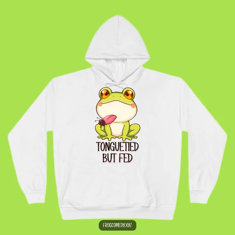 Cozy Funny Smiling Frog Hoodie: Fly Catching Comfort Gift