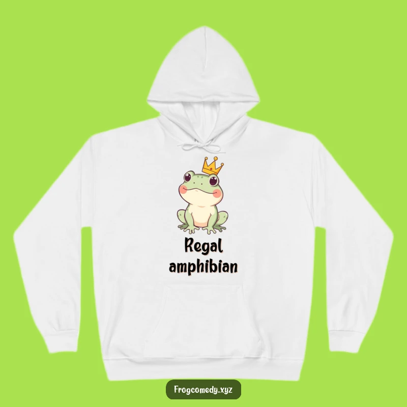 Funny Kawaii Frog Crown Hoodie: Cozy Royal Amphibian for Hilarious Comfort