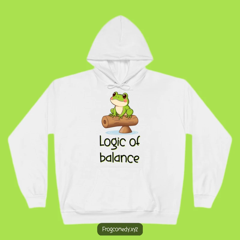 Funny Frog Balancing Log Hoodie: Cozy & Adventurous Wear, Perfect Funny Gift