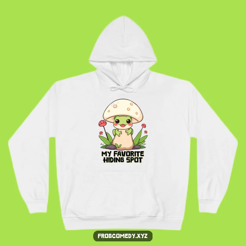 Funny Kawaii Frog Hoodie: Cozy Mushroom Hideaway, Perfect Whimsical Funny Gift!