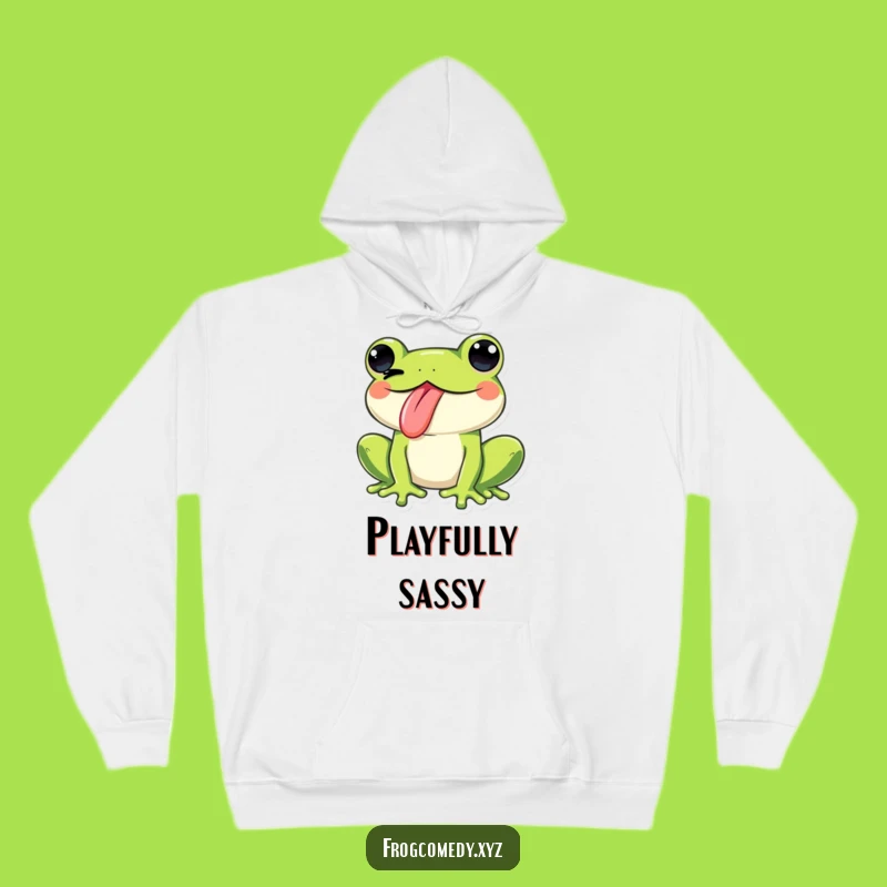 Funny Kawaii Frog Tongue Wink Hoodie: Cozy Cheeky Humor, Great Gift