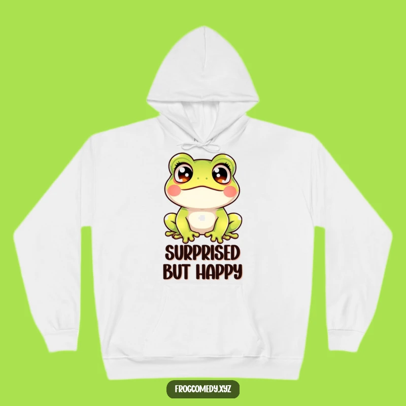 Funny Kawaii Frog Crossed Eyes Hoodie: Cozy Startled Amphibian for Hilarious Warmth