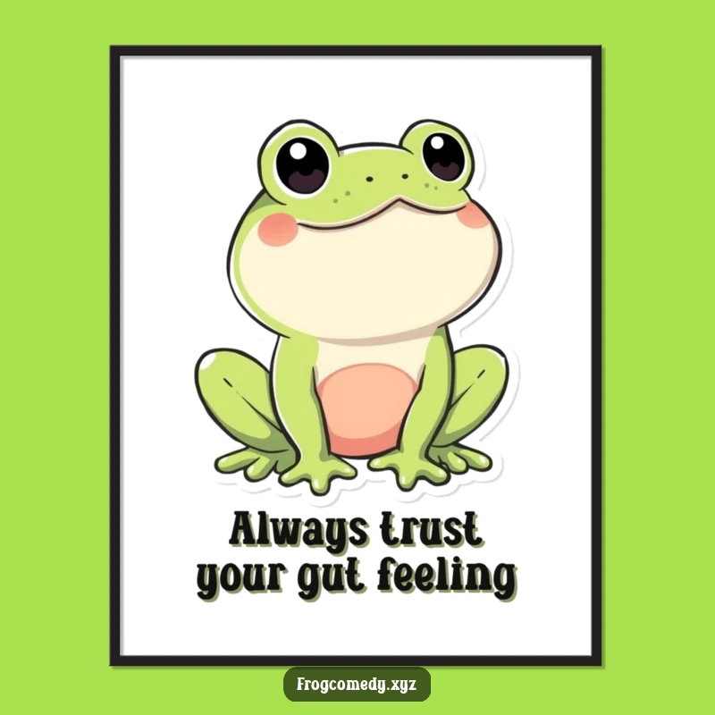 Free Printable Frog Wall Art: Winking Kawaii Frog Downloadable Decor