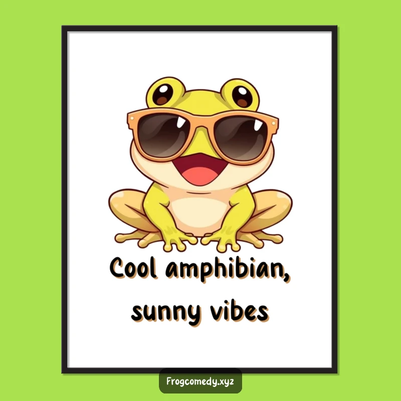 Free Printable Wall Art: Cool Frog Sunbathing - Funny Downloadable Art Gift