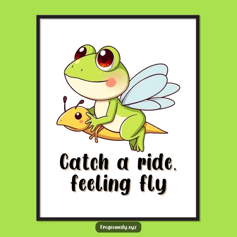 Free Printable Funny Frog Wall Art - Dragonfly Ride Downloadable Decor