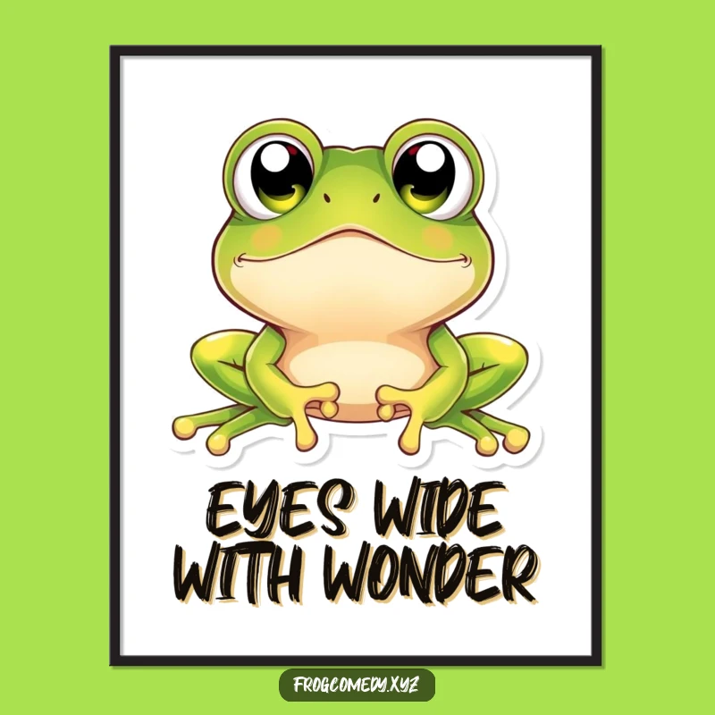 Free Printable Kawaii Frog Wall Art: Amazed Eyes Downloadable Decor