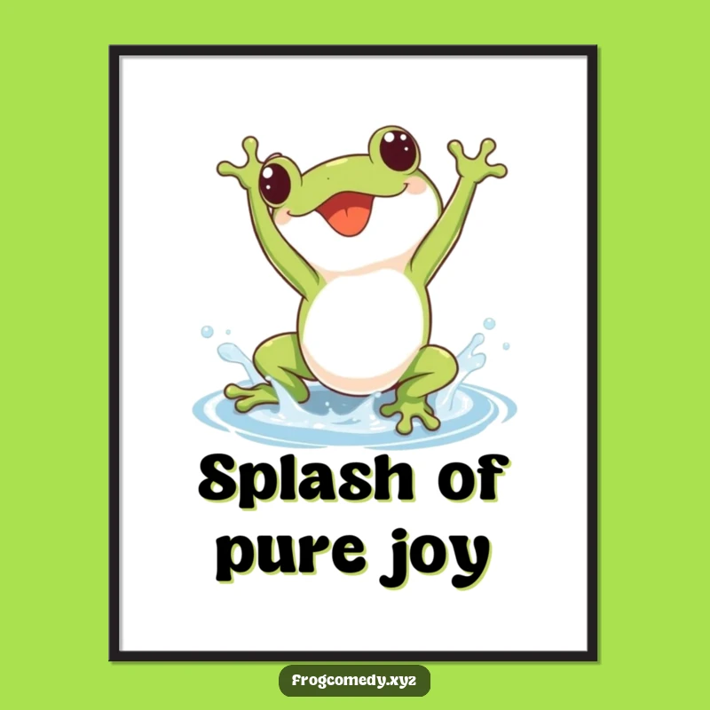 Free Printable Wall Art: Frog Somersault Splash, Whimsical Downloadable Decor for a Playful Space