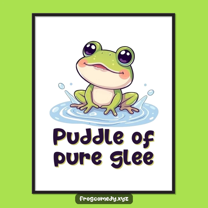 Free Printable Wall Art: Funny Frog Puddle Splash Hilarious DIY Decor Download