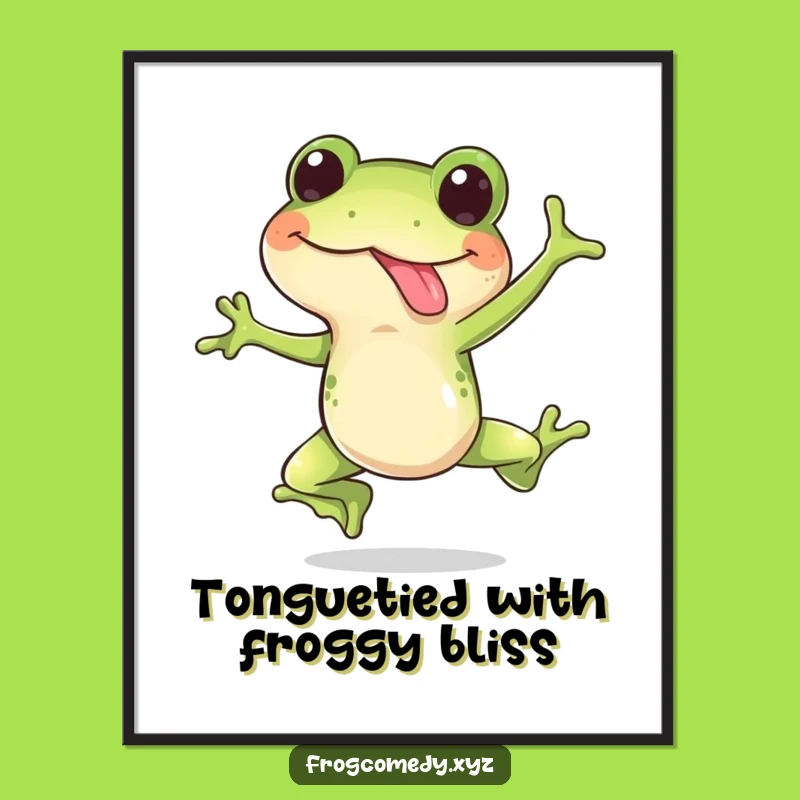 Free Printable Wall Art: Happy Frog Leap - Funny Downloadable Art Gift
