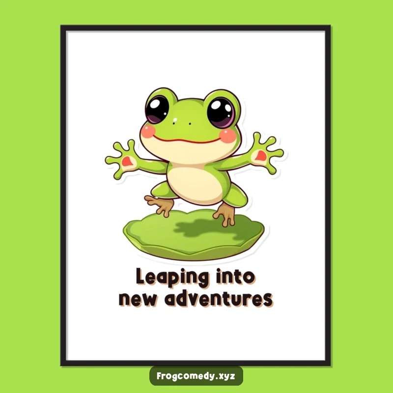Funny Free Printable Wall Art: Happy Frog Leap! Whimsical Downloadable Decor.
