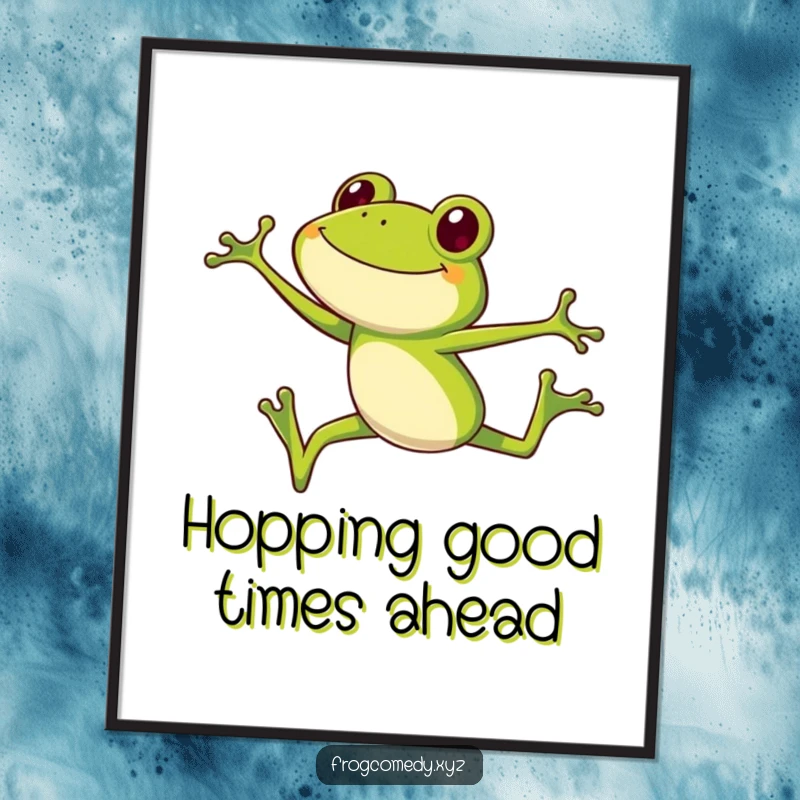 Funny Free Printable Frog Wall Art: Goofy long-legged amphibian executing an impressive high jump, radiating joy and energy.