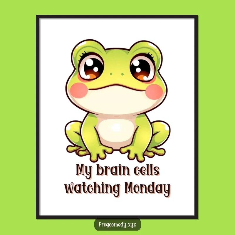 Free Printable Kawaii Frog Crossed Eyes Wall Art - Funny Downloadable Decor for Whimsical Spaces