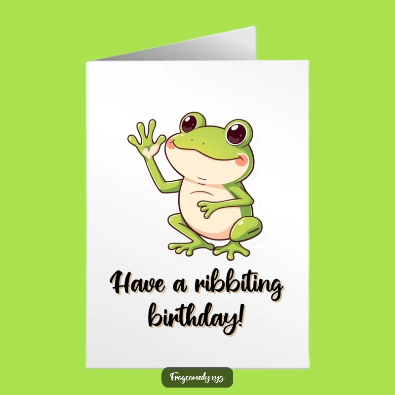 Free Printable Birthday Card: Funny Frog Leg Wave Unique DIY Gift Download