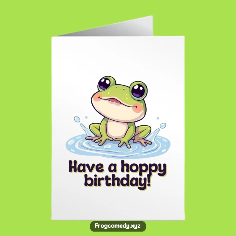 Free Printable Birthday Card: Funny Frog Puddle Splash Unique DIY Gift Download