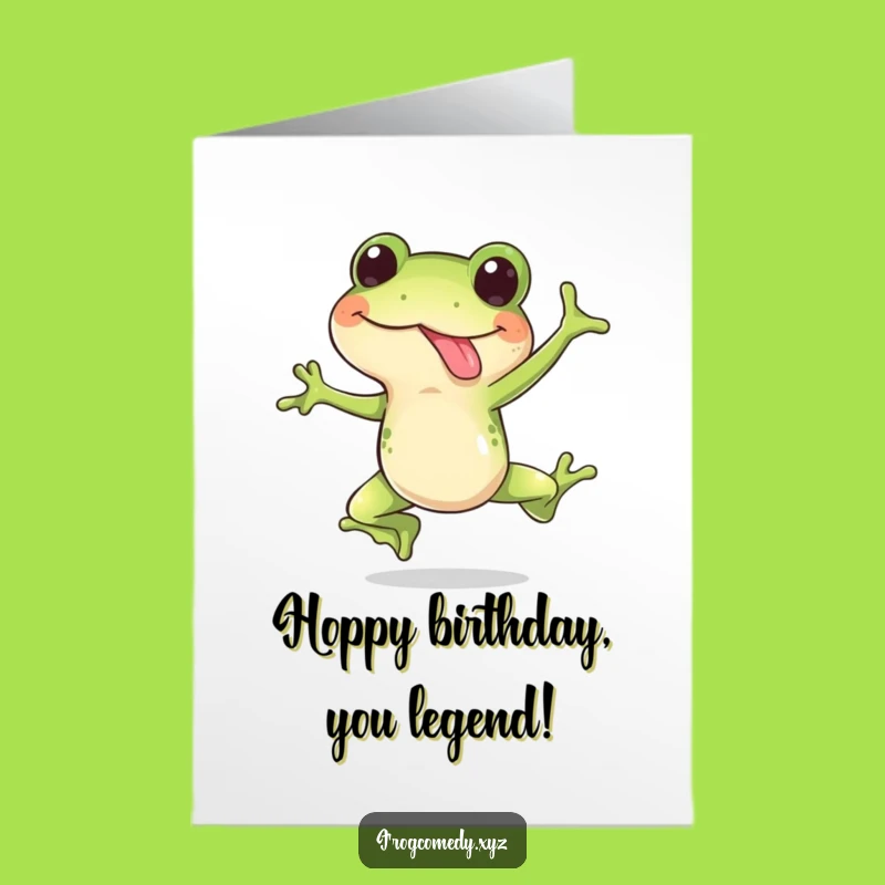 Free Printable Birthday Card: Happy Frog Leap - Funny Downloadable Gift