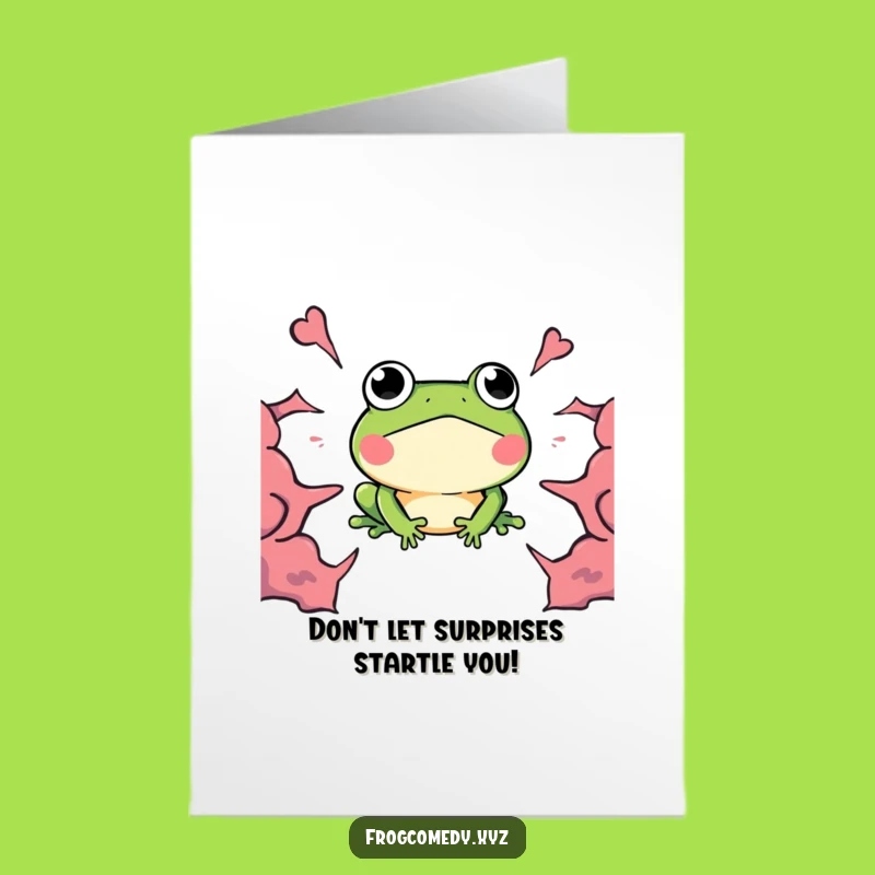 Free Printable Birthday Card: Surprised Frog & Boom, Funny Downloadable Card Gift