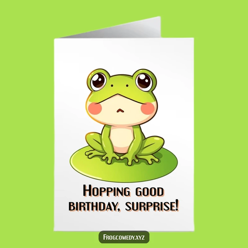 Free Printable Birthday Card: Surprised Frog, Funny Downloadable Gift for a Ribbiting Celebration!